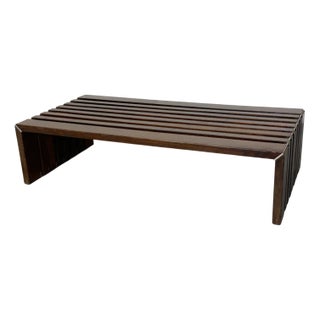 Mid-Century Modernist Wood and Metal Slatted Coffee Table from T Spectrum, 1970s For Sale
