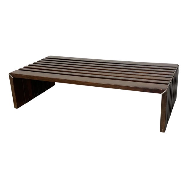 Mid-Century Modernist Wood and Metal Slatted Coffee Table from T Spectrum, 1970s For Sale