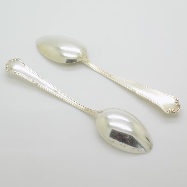 1970s Vintage Italian Handmade Genuine Silver Sugar Coffee Spoons, 1970s, Set of 2 For Sale - Image 5 of 10