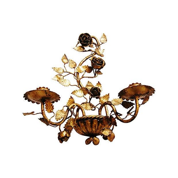 MidCentury Gold Gilt Tole Candle Sconces Pair Chairish