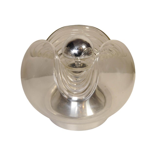 Art Deco Table Lamp in Organic Moulded Glass and Chrome by Mégal Ag For Sale - Image 4 of 9