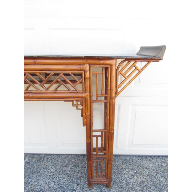 Tan Chinese Bamboo Altar or Console Table For Sale - Image 8 of 18