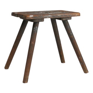 Industrial French Wooden Painters Stool, 1930s For Sale