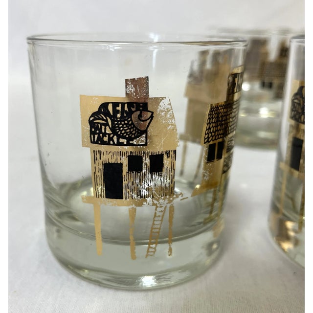 Mid Century Signed Couroc Fish Pattern Rocks Glasses- Set of 6 | Chairish