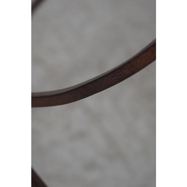 Brown Mahogany Leather Top Steel Frame End Lamp Table For Sale - Image 8 of 12
