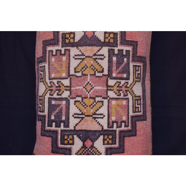 Mid 20th Century Rustic Turkish Oushak Pillow – Vintage Tribal Rug Textile Rug Cushion Cover -17'' X 34'' For Sale - Image 5 of 10