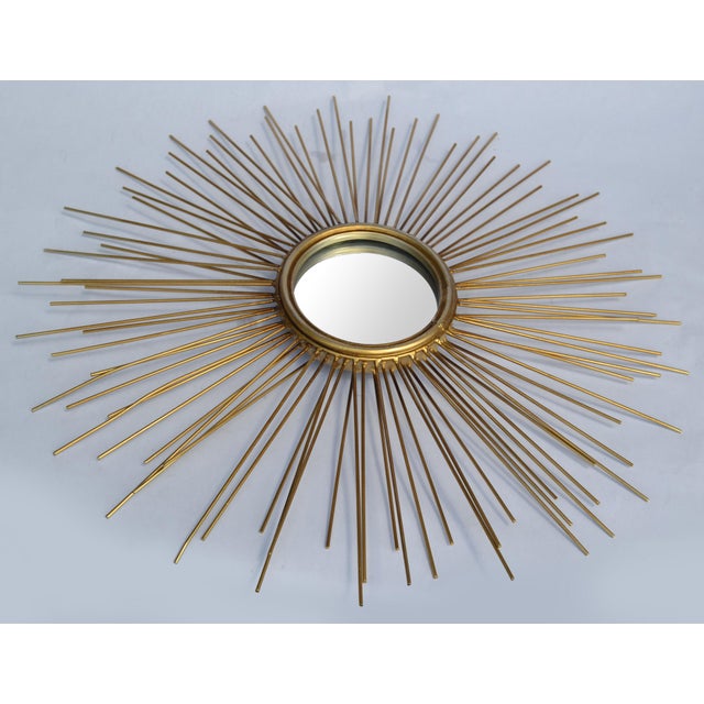 Metal Set of 2 Chaty Vallauris Style Accent Mirrors Sunburst Design Gold Finish Mid-Century Modern For Sale - Image 7 of 12