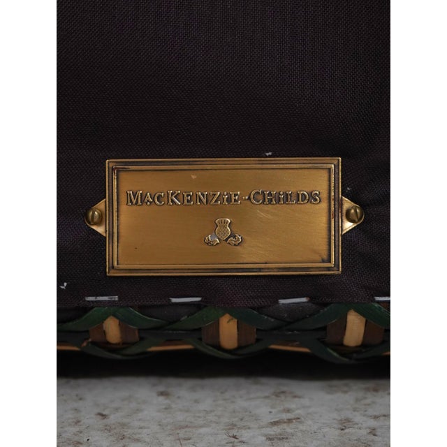 Mackenzie Childs Scrolled Base Woven Wicker Stool For Sale - Image 11 of 11