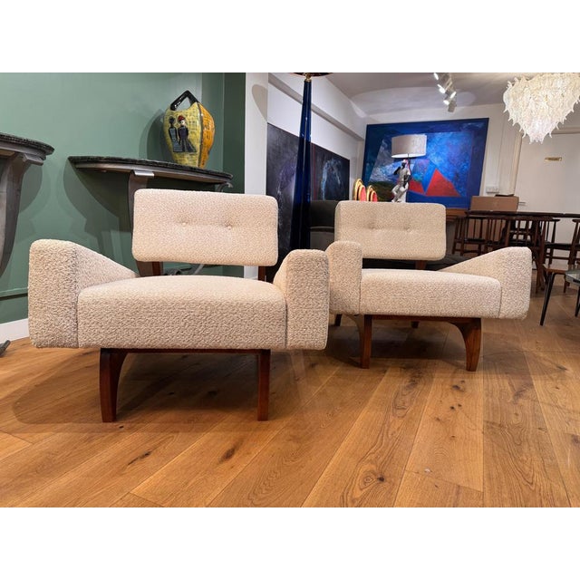 Cream Bouclé Armchairs, 1960s, Set of 2 For Sale - Image 8 of 10