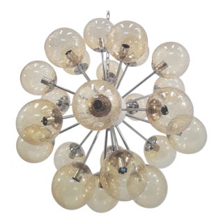 21st Century Nova Polished Nickel Amber Bubbles Murano Sputnik Chandelier by Fabio LTD For Sale