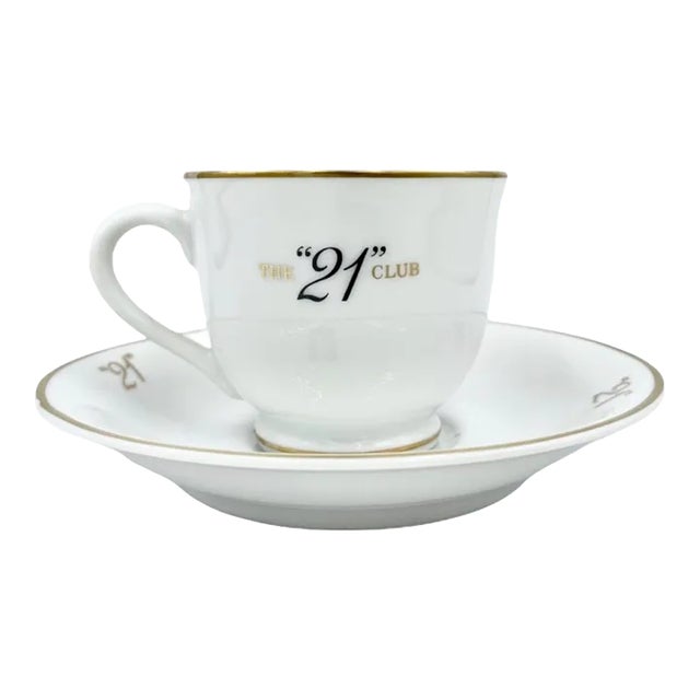 "21" Club New York Nyc Demitasse Coffee Espresso Cup & Saucer For Sale