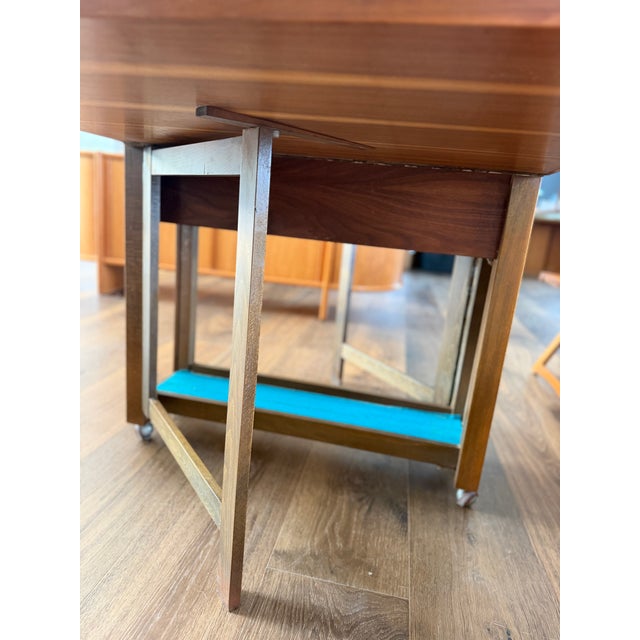 1960s Romanian Mid-Century Modern Teak Space Saver Dining Table With Four Hidden Nesting Chairs For Sale - Image 15 of 17