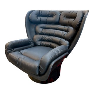 1960s Joe Colombo Swivel "Elda" Leather Lounge Chair For Sale