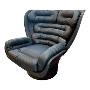 1960s Joe Colombo Swivel "Elda" Leather Lounge Chair