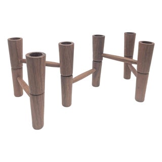 1960s Danish Teak Wood Candelabra For Sale
