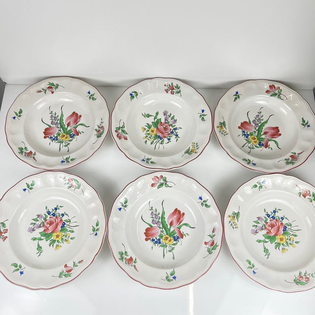 Set of 6 KG Lunéville "Réverbère" soup plates Circa 1950 Dimensions: Diameter: 24.5 cm Height: 4.5 cm Good overall...