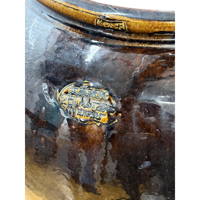Black 1960s Gigantic Chinese Yixing Glazed Pottery Wine Jar Marked For Sale - Image 8 of 10
