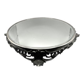 Vintage Art Nouveau Silver Beveled Mirror Plateau For Sale