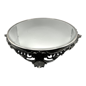 Vintage Art Nouveau Silver Beveled Mirror Plateau