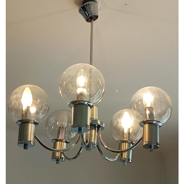 Space Age Chrome Chandelier, 1970s For Sale - Image 3 of 10