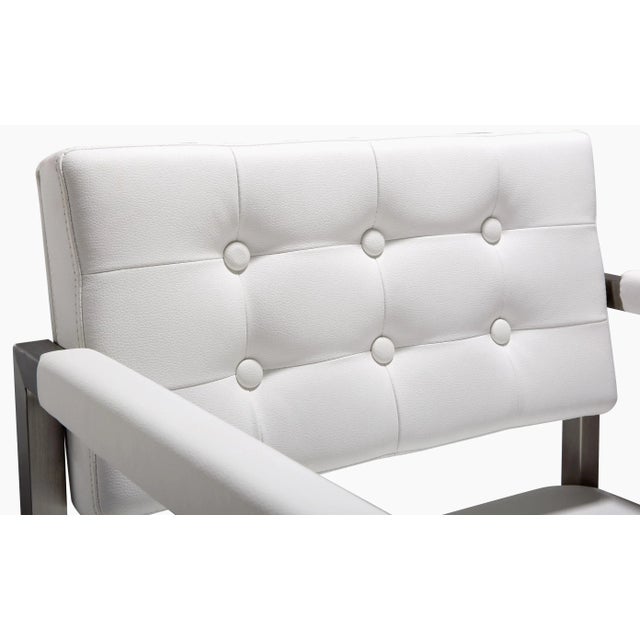 Director White Vegan Leather & Steel Bar Stool For Sale In Los Angeles - Image 6 of 11