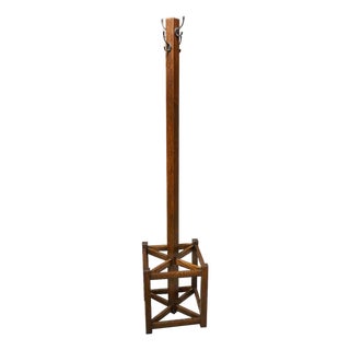 Mission Coat Rack With Umbrella Stand Walnut Stain For Sale
