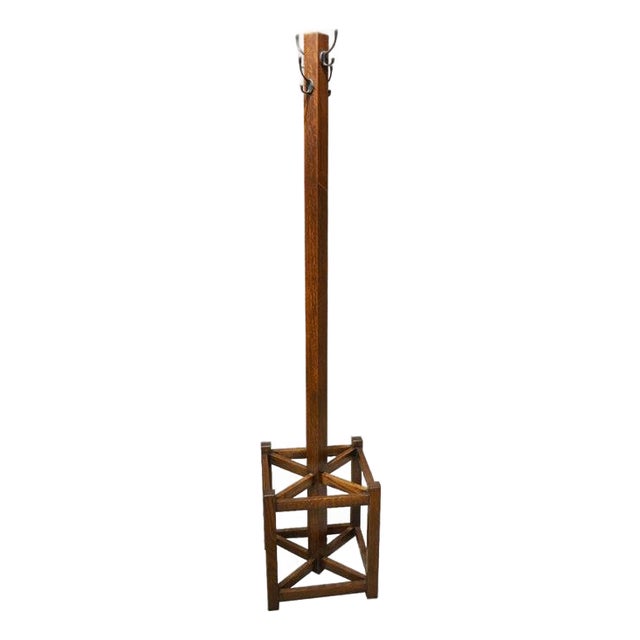 Mission Coat Rack With Umbrella Stand Walnut Stain For Sale