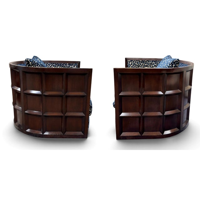 Baker Furniture Thomas Pheasant Bevel Swivel Lounge Chairs, a Pair For Sale In Miami - Image 6 of 17