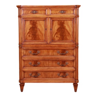 French Regency Flame Mahogany Gentlemen's Chest by Metz, 1960s For Sale