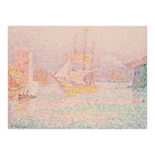 Vintage French Coastal Art Print – Pastel Harbor by Paul Signac, 16" X 12" For Sale