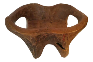 Hand-Carved Teak Stool, Low Table or Stand with Curved Arms