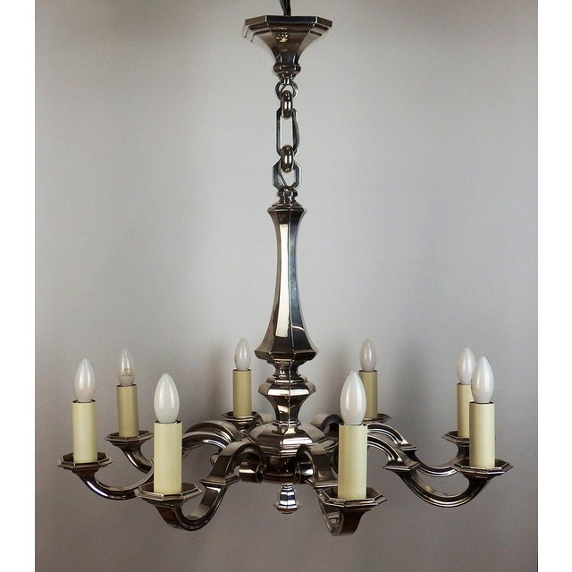 Art Deco Chandelier in Silvered Bronze, 1930s For Sale - Image 3 of 12