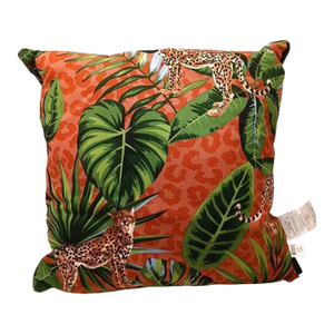 Madison Cheetah Tropical Palm Jungle Colorful Weatherproof Outdoor Pillow