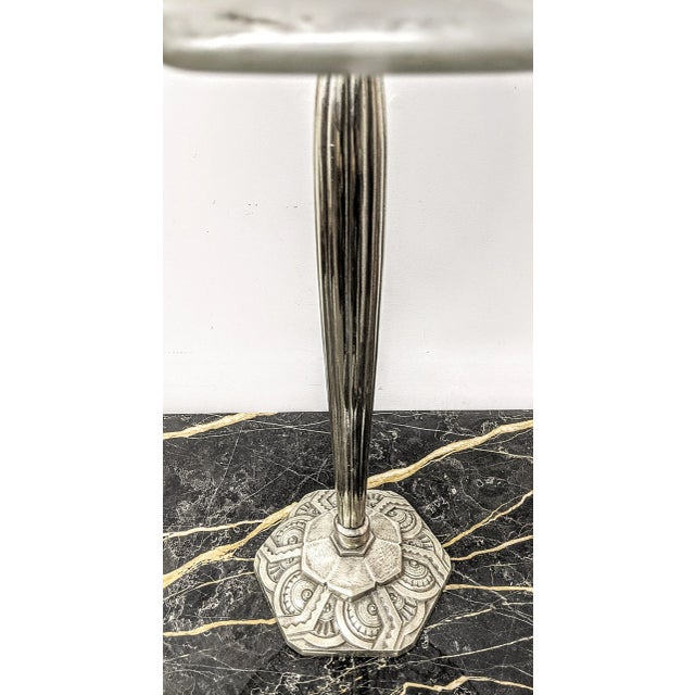 Metal French Art Deco Table Lamp Signed Lorrain Nancy France For Sale - Image 7 of 9