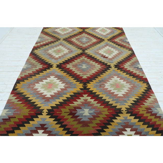 Mid 20th Century Turkish Antalya Wool Rug Kilim Rug-6’4’x9’8" For Sale - Image 5 of 13
