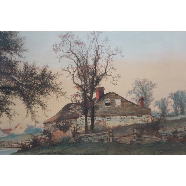 Late 19th Century Antique Ernest Christian Rost Country Farmhouse River Canoe Landscape Etching For Sale - Image 5 of 9