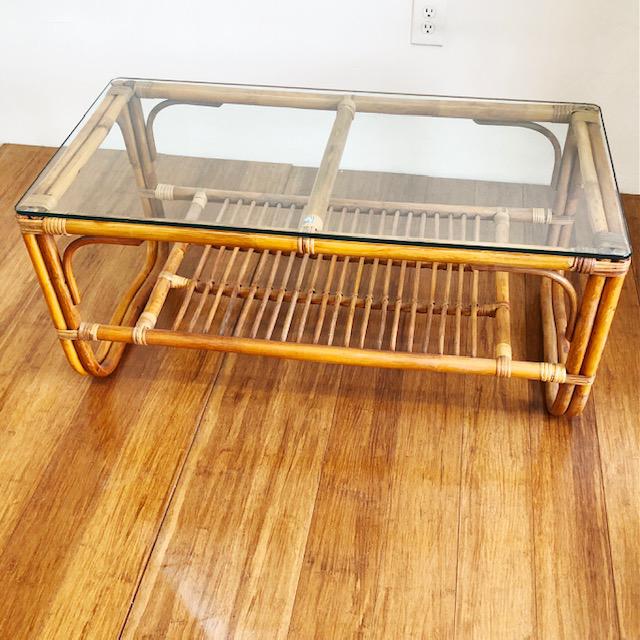 Vintage Rattan Coffee Table, Rattan and Glass Top Coffee Table Chairish