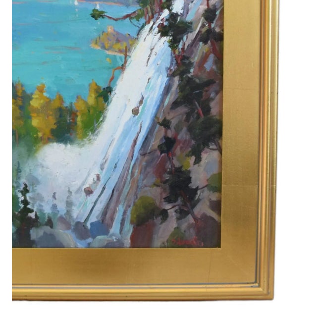 Eagle Falls Lake Tahoe oil painting on artist canvas board by listed artist Silvio Silvestri (1948-2018.) Silvestri was a...