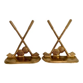 Vintage Brass Golf Bookends - a Pair For Sale