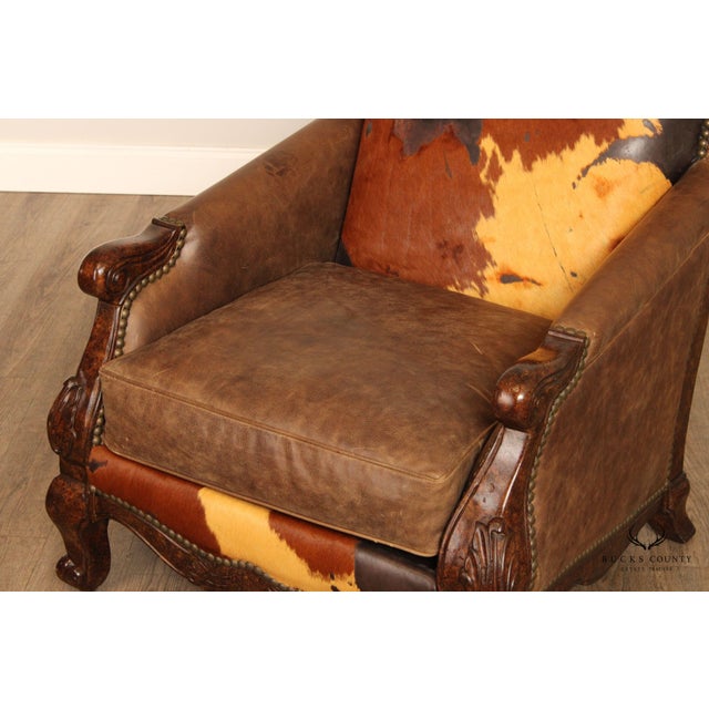 Paul Robert Rustic Leather and Hide 'Buckley' Armchair Chairish