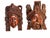 A richly detailed pair of vintage Indonesian hand-carved wood wall masks, likely Balinese and believed to depict Rama and...