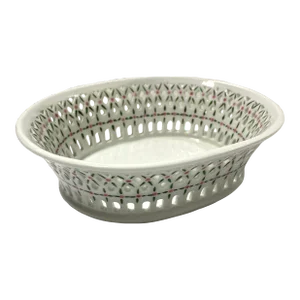Vintage Pierced Porcelain Lattice Soap Dish – Basketweave Vanity Dish, Cottage Bathroom Decor