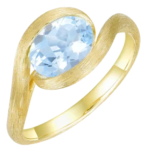 Kai Eternal Wave Oval Aquamarine East-West Ring in 14k Yellow Gold - Size 6