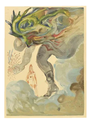 Salvador Dalí, Vanni Fucci's Prophecy, Woodcut, 1963