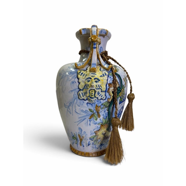 Vintage Italian Majolica Historicist "Istoriato" Amphora Vase For Sale - Image 4 of 7