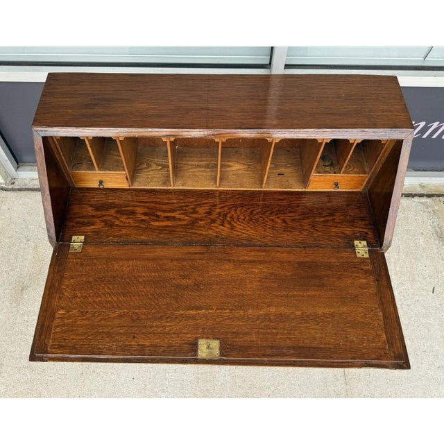 Wood C1900 Oak Barley Twist Secretary Desk For Sale - Image 7 of 12