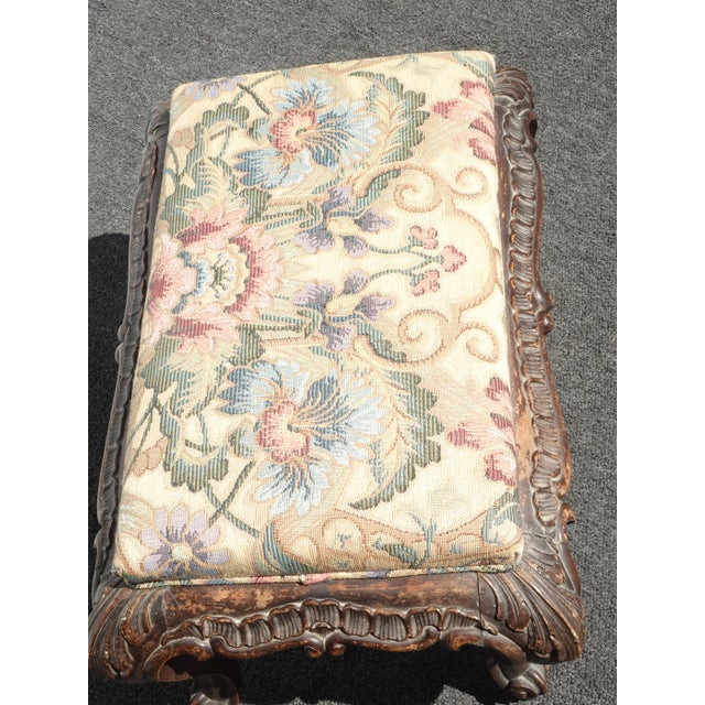 Antique French Louis XVI Ornately Carved Footstool Bench For Sale - Image 11 of 12