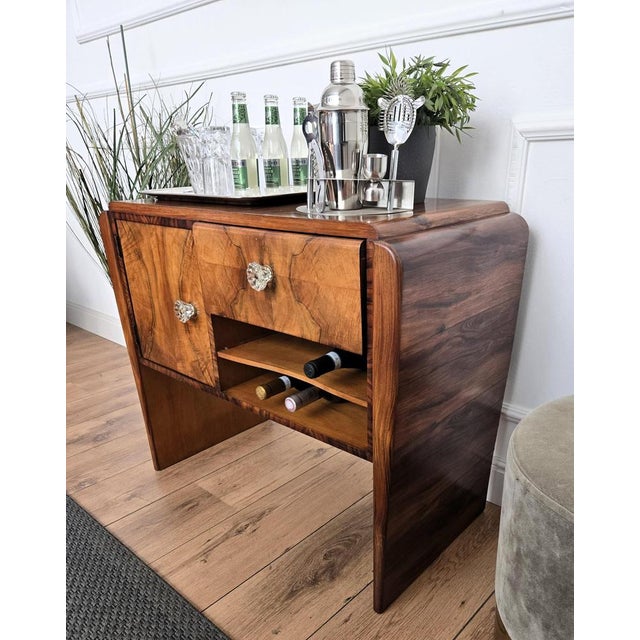 Brown Italian Art Deco Walnut Waterfall Dry Bar, 1940s For Sale - Image 8 of 12