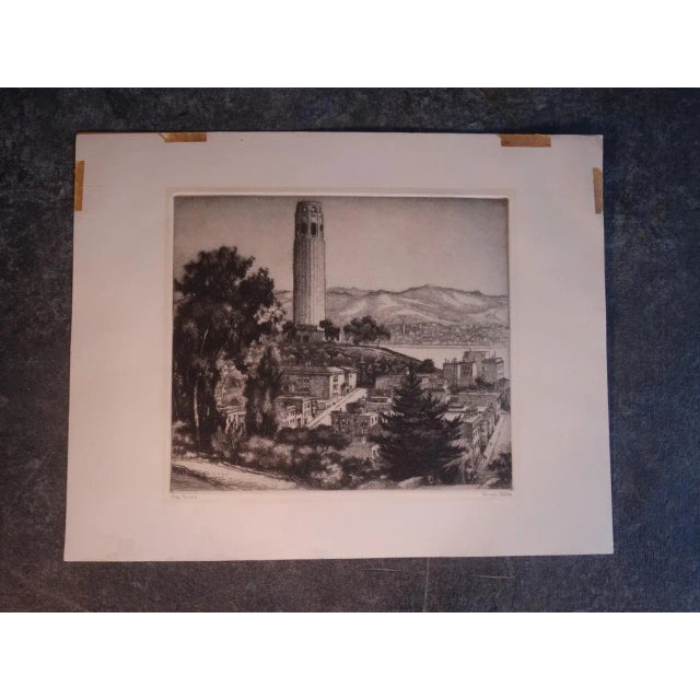 Printmaking Materials Early 20th Century "City Towers" Architectural Cityscape Etching by Cornelis Botke, Framed For Sale - Image 7 of 7