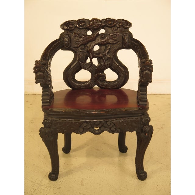 Antique Highly Carved Chinese Dragon Armchair | Chairish